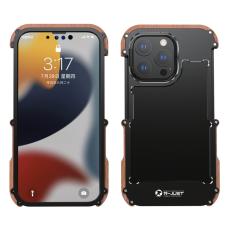 R-JUST - R-JUST Mobilskal till iPhone 13 i Tr&auml; och Aluminium - Shockproof Svart