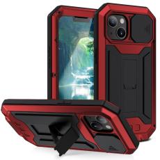 R-JUST - R-JUST Mobilskal till iPhone 13 Shockproof PC + Silikon + Metall R&ouml;d