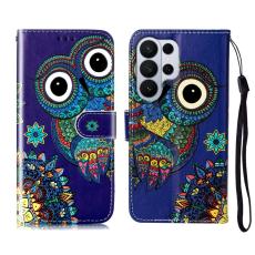 OEM - Pl&aring;nboksfodral f&ouml;r Samsung Galaxy S26 Ultra Konstl&auml;der med rem - Bl&aring; Uggla
