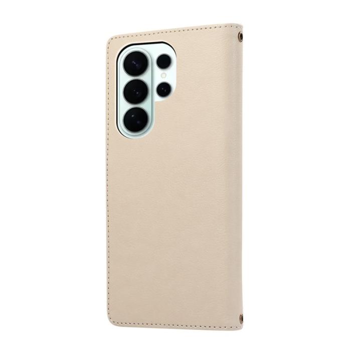 OEM - Mobilfodral för Samsung Galaxy S26 Ultra Konstläder med kortfickor - Beige