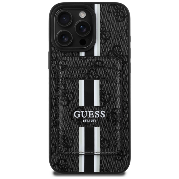 Guess - Guess iPhone 16 Pro Max Mobilskal Magsafe Korthållare Stripes