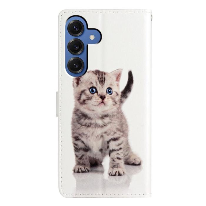 OEM - Samsung Galaxy S26 Plus Plånboksfodral Konstläder Mönstertryck Ställ - Söt Katt