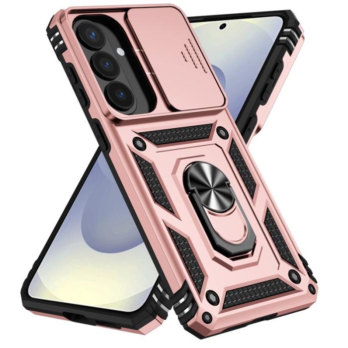 OEM - Mobilskal till Samsung Galaxy S26 Plus Plast Med Linsskydd Ställ - Roséguld