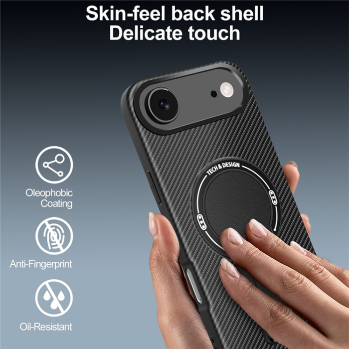 A-One Brand - iPhone 17 Air Mobilskal MagSafe Kickstand Carbon Fiber - Röd