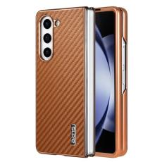 AZNS - AZNS Samsung Galaxy Z Fold5 Fodral - Electroplating Carbon Fiber - Brun