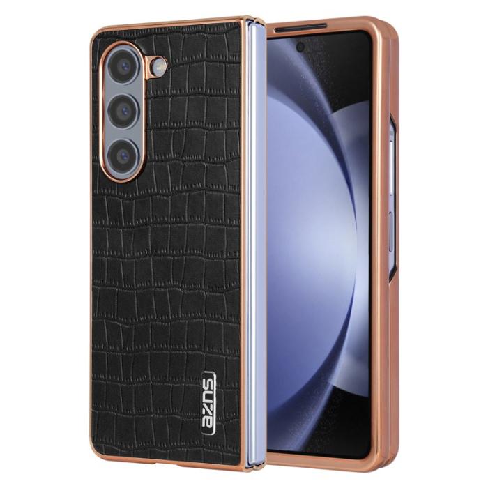AZNS - AZNS Samsung Galaxy Z Fold5 Fodral Crocodile KonstLäder - Svart