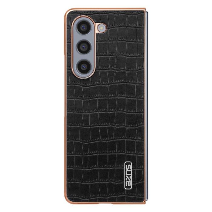 AZNS - AZNS Samsung Galaxy Z Fold5 Fodral Crocodile KonstLäder - Svart