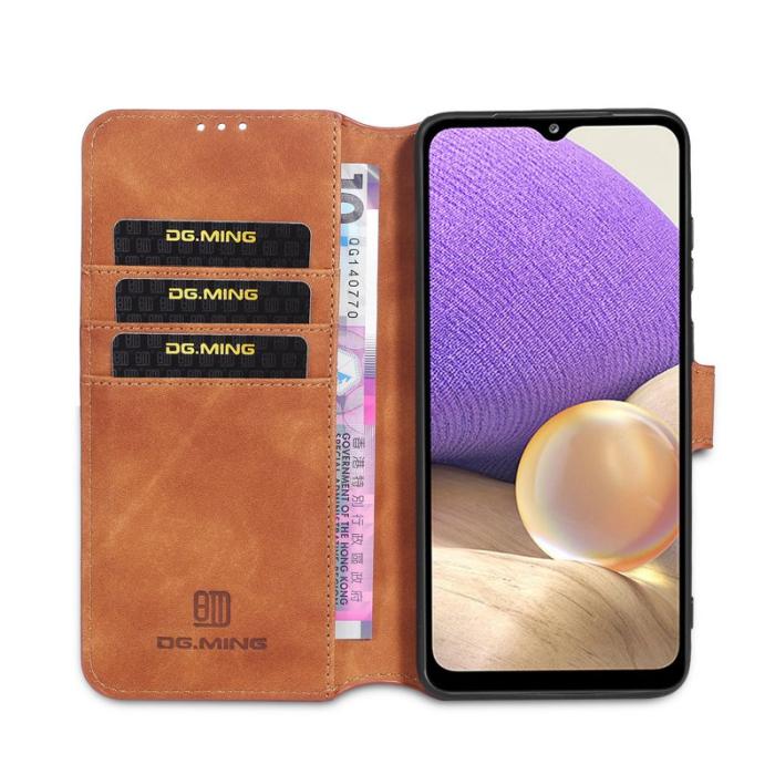 DG.MING - DG.MING Retro Plånboksfodral Konstläder för Samsung Galaxy A32 5G - Brun