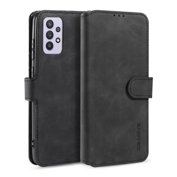 DG.MING - DG.MING Retro Plånboksfodral Konstläder för Samsung Galaxy A32 5G - Svart