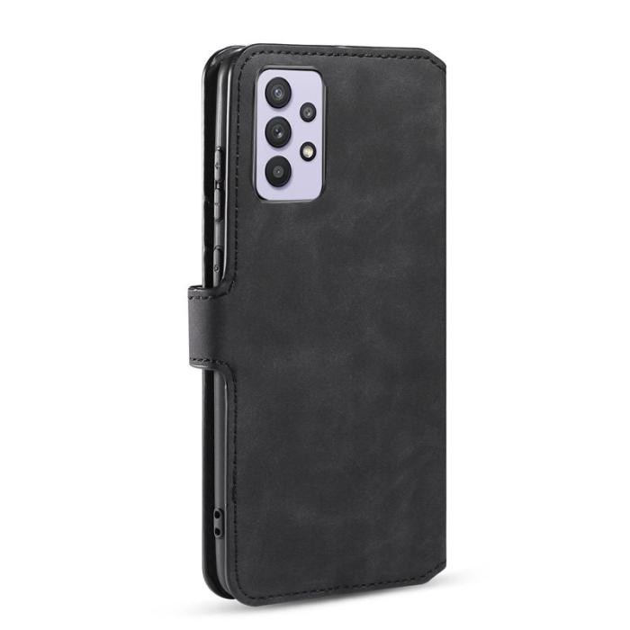 DG.MING - DG.MING Retro Plånboksfodral Konstläder för Samsung Galaxy A32 5G - Svart