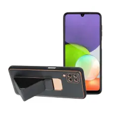 Forcell - Forcell Galaxy A22 4G Skal Kickstand L&auml;der - Svart