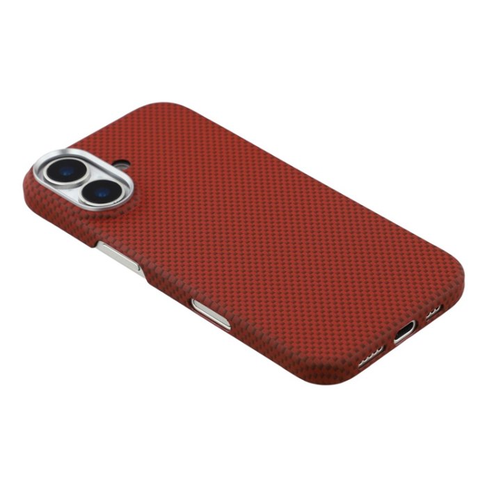 A-One Brand - iPhone 17 Mobilskal MagSafe Carbon Fiber - Röd/Svart