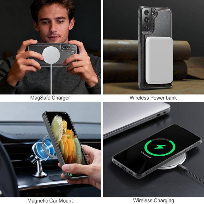 OEM - JEEHOOD Samsung Galaxy S21+ 5G Fodral KonstLäder - Svart