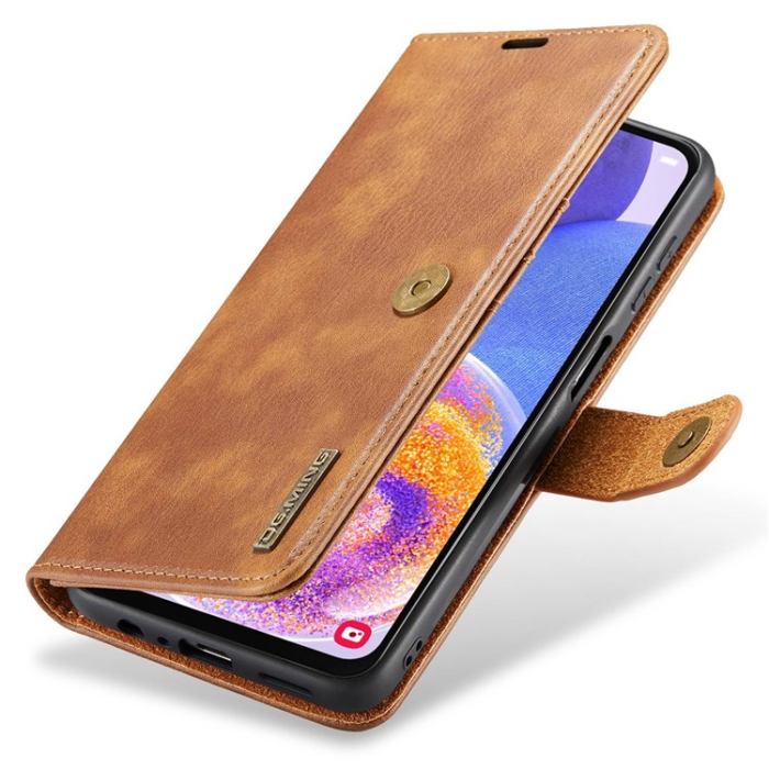 DG.MING - DG.MING Galaxy A14 5G/4G Plånboksfodral Äkta Läder 2-i-1 - Brun