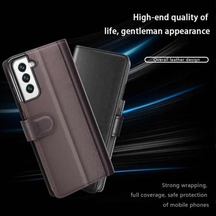 OEM - Magnetisk Äkta Läder Fodral Galaxy S22 Plus - Brun
