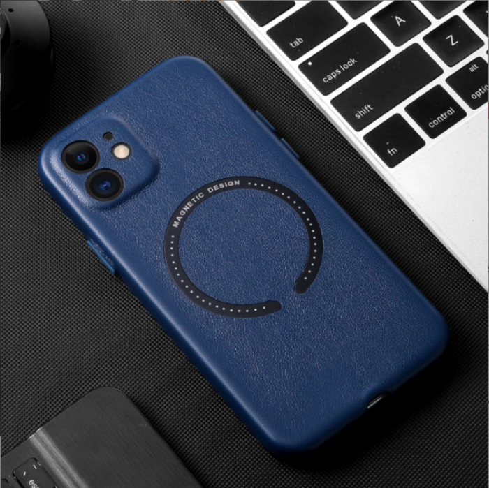 UTGATT1 - BOOM iPhone X/XS Läderskal Magsafe - Blå
