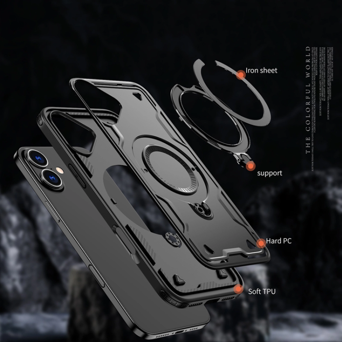 OEM - iPhone 16 Mobilskal MagSafe Hybrid Armor Trendy - Svart