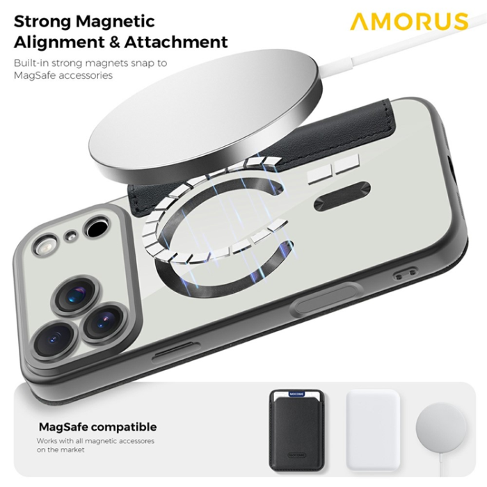 Amorus - AMORUS iPhone 17 Pro Plånboksfodral MagSafe RFID