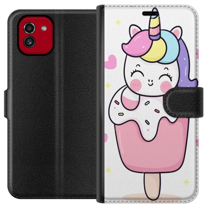 iSecrets - Plånboksfodral till Samsung Galaxy A03 med Glad enhörning