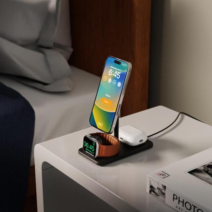 Twelve South - Twelve South 3-in-1 Trådlös Laddare Magsafe iPhone, Apple Watch, AirPods - Svart