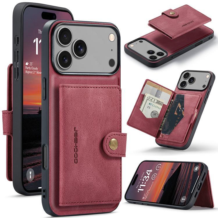 JEEHOOD iPhone 17 Pro Mobilskal KonstLäder Plast Avtagbar - Röd | 2353 | AlltMobil