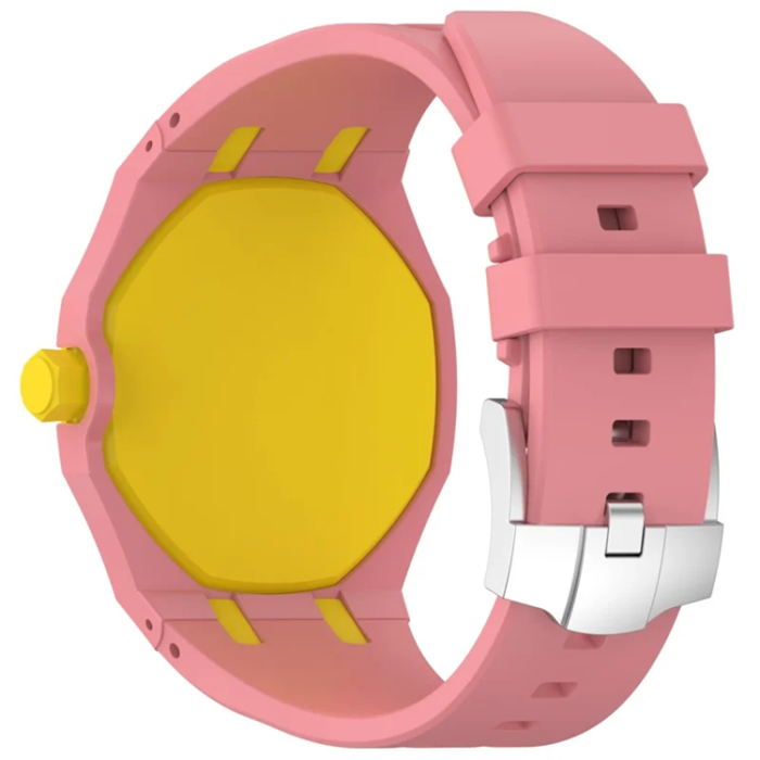A-One Brand - Swatch Royal Pop Silikonarmband med Integrerat Skyddsskal - Rosa/Gul