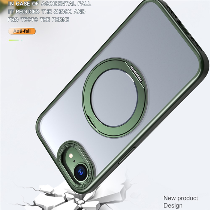 OEM - iPhone 16e Mobilskal MagSafe TPU + Acrylic Kickstand - Svartgrön