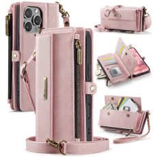 Caseme - Caseme iPhone 16 Pro Plånboksfodral RFID Blocking Zipper - Rosa