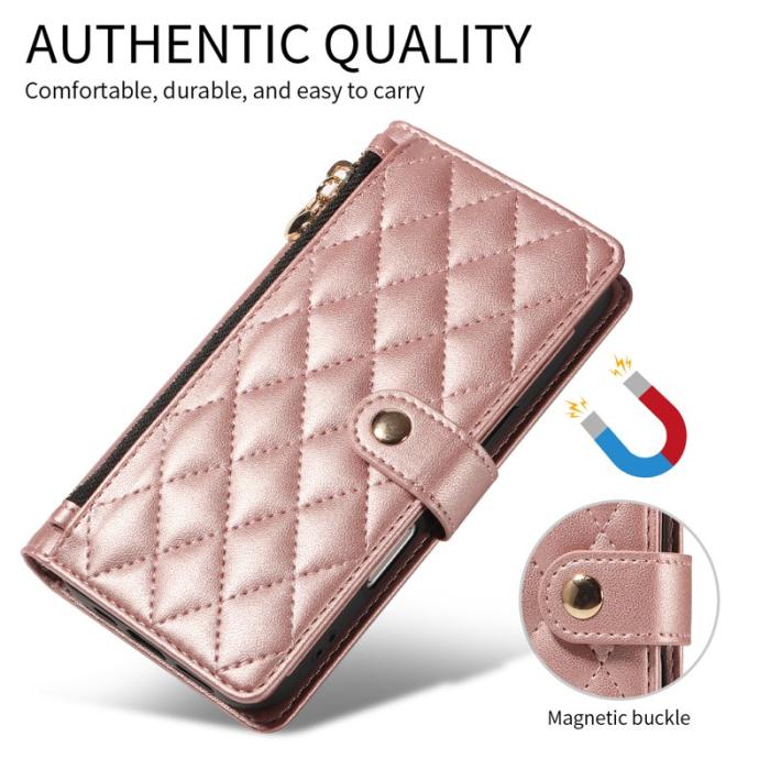 OEM - Rhombus Samsung Galaxy S26 Ultra Fodral Äkta Läder - Roséguld