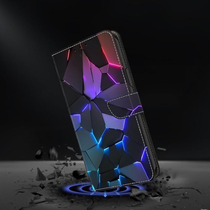 OEM - Samsung Galaxy S26 Plus Skal TPU + Konstläder Flip - Blå Sprickor
