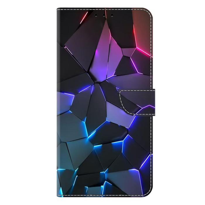 OEM - Samsung Galaxy S26 Plus Skal TPU + Konstläder Flip - Blå Sprickor