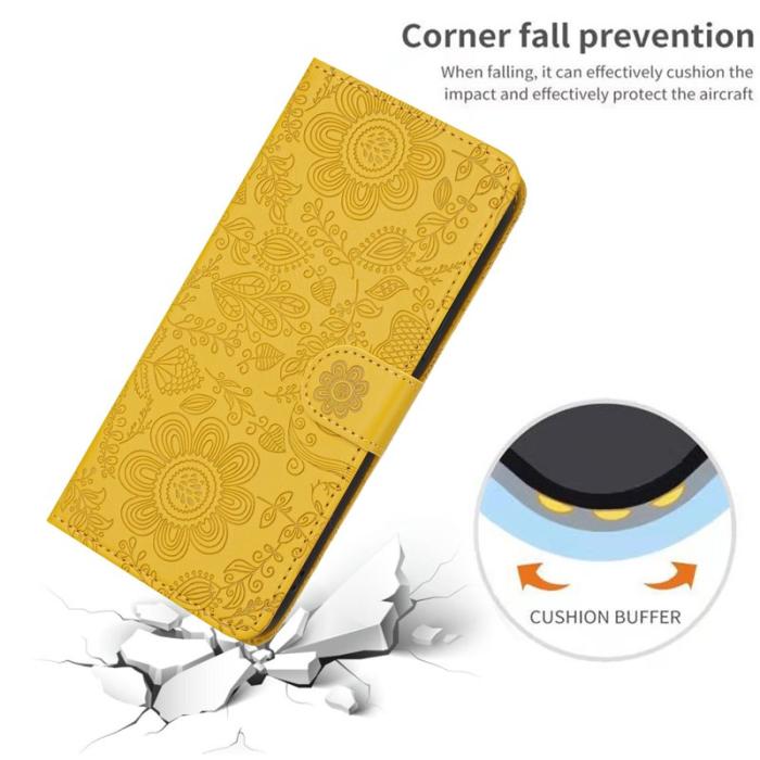 OEM - Samsung Galaxy S26 Plånboksfodral Blommönster Konstläder Flip - Gul