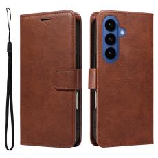 OEM - Samsung Galaxy S26 Plus Pl&aring;nboksfodral Konstl&auml;der Med Rem St&auml;ll - Brun