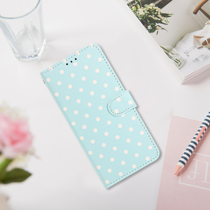 A-One Brand - OnePlus 15 5G Plånboksfodral Polka Dot Pattern Läder - Blå