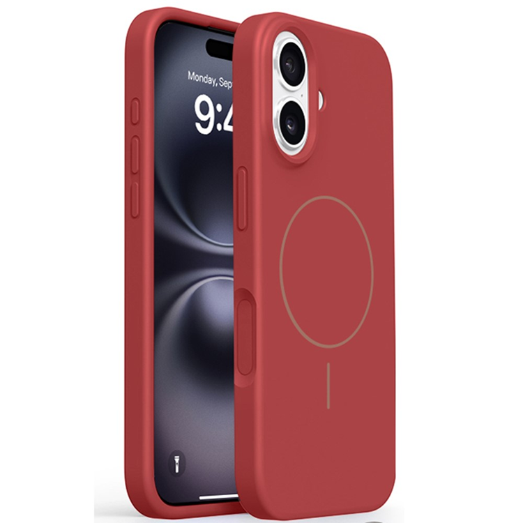 iPhone 16 Mobilskal MagSafe Liquid Silikon Microfiber Lining - Röd | 2353 | AlltMobil