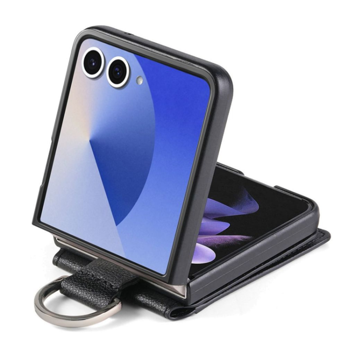 A-One Brand - Galaxy Z Flip 7 Mobilskal Korthållare Kickstand - Svart