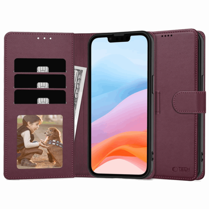 Tech-Protect - Tech-Protect iPhone 16e Plånboksfodral - Mulberry