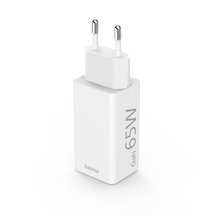 Hama - HAMA Laddare 220V GaN USB-C/A PD 65W - Vit
