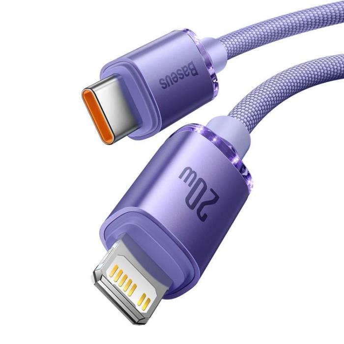 BASEUS - Baseus Crystal USB-C till Lightning kabel 20W 2m - Lila