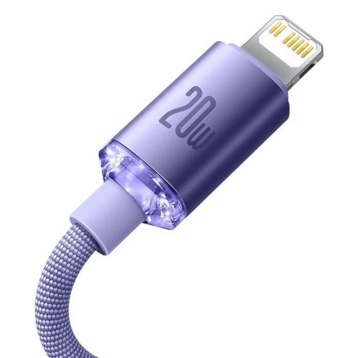 BASEUS - Baseus Crystal USB-C till Lightning kabel 20W 2m - Lila