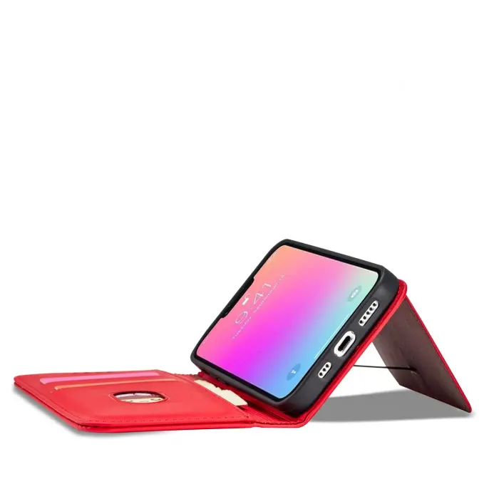 OEM - iPhone 13 Pro Max Plånboksfodral Magnet Stand - Röd