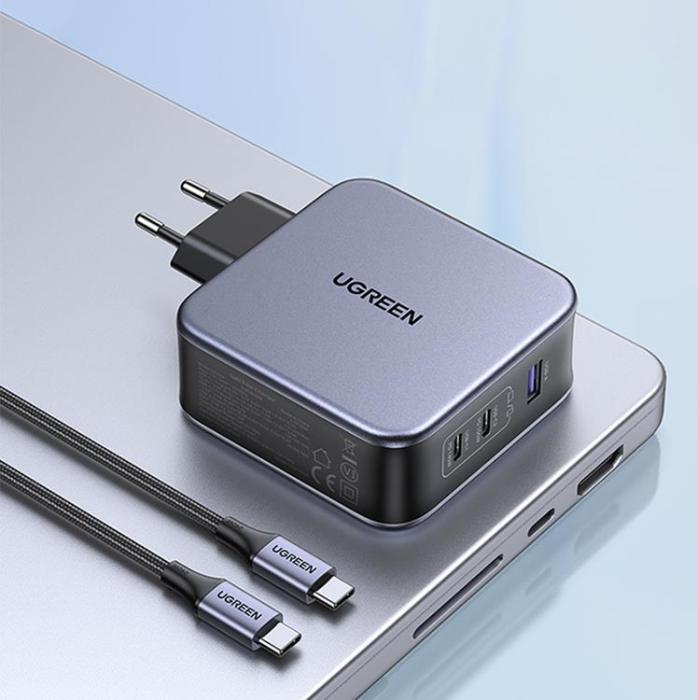 UTGATT1 - Ugreen GaN Väggladdare USB-A till USB-C 140W USB-C Kabel 1.5m - Grå