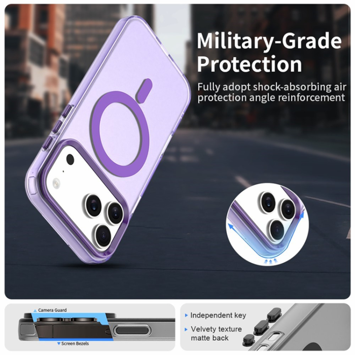A-One Brand - iPhone 17 Pro Max Mobilskal MagSafe Anti Drop Hybrid - Lila