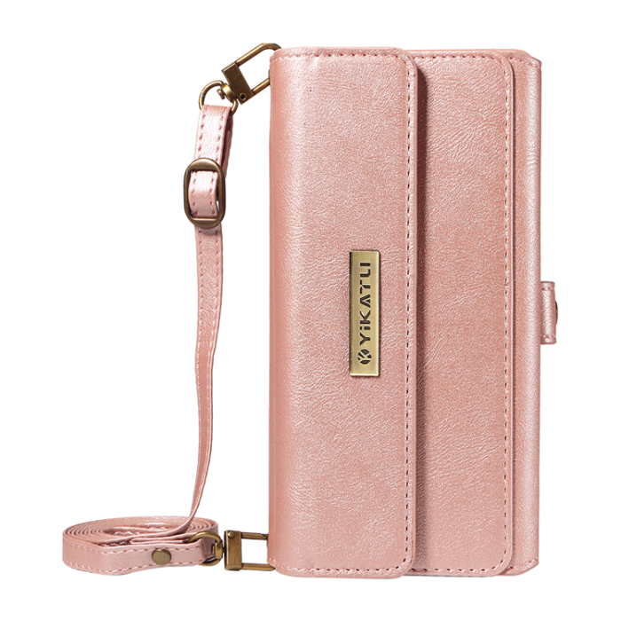 YIKATU - YIKATU Galaxy S25 Ultra Plånboksfodral Zipper Läder - Roséguld