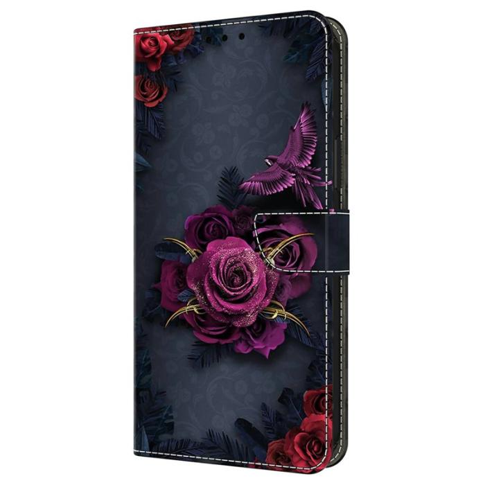 OEM - Samsung Galaxy A37 Plånboksfodral Mönstertryck Konstläder - Lila Blommor