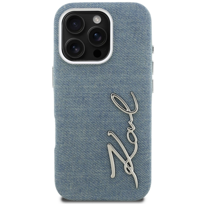 KARL LAGERFELD - Karl Lagerfeld Mobilskal För iPhone 16 Pro Jeans Signature Logo - Blå