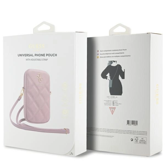 Guess - Guess Mobilväska Zip Quilted 4G - Rosa