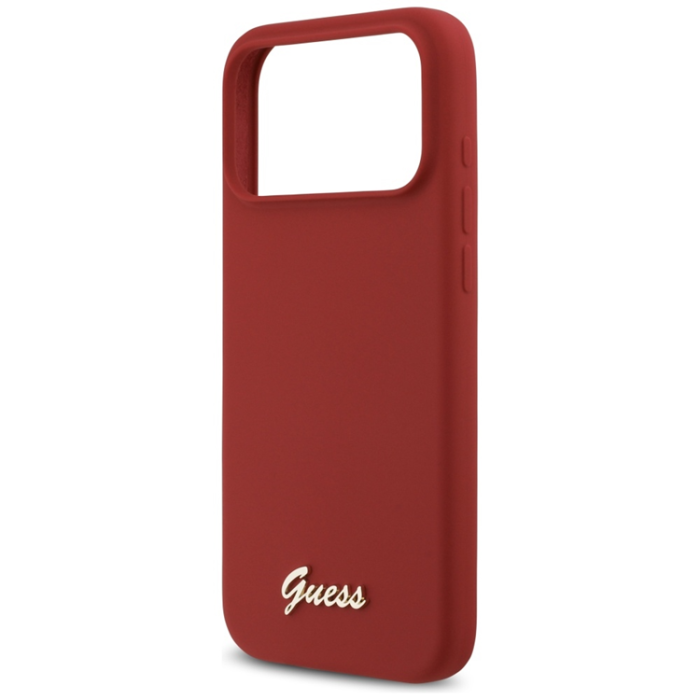 Guess - Guess Mobilskal För iPhone 17 Pro Max Magsafe Script Metal Logo - Magenta