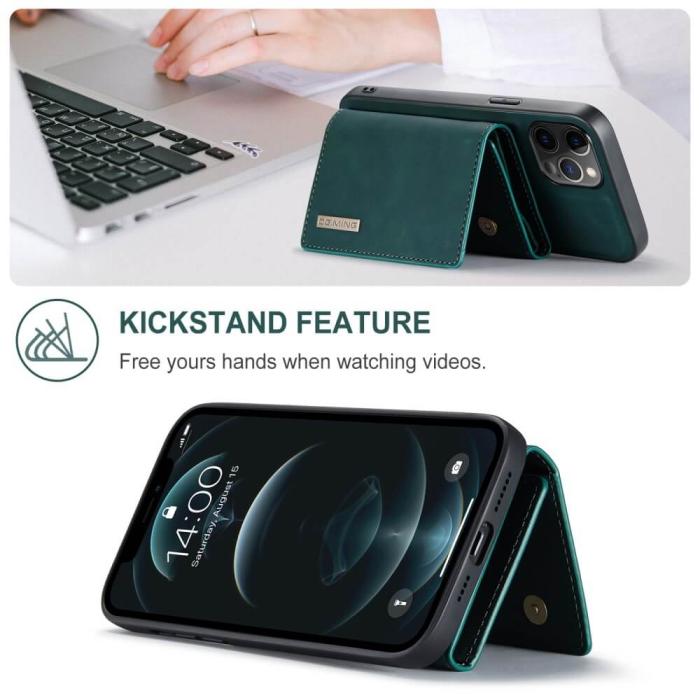 OEM - iPhone 11 Skal DG.MING M1 Magnetic Tri-fold Wallet Med Kickstand - Grön