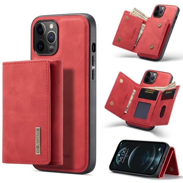 DG.MING - iPhone 11 Skal DG.MING M1 Magnetic Tri-fold Wallet Med Kickstand - Röd